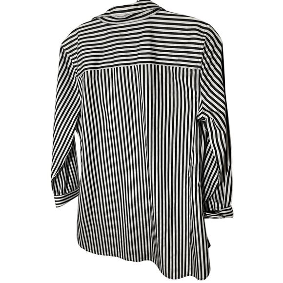 Chico's No Iron Cotton Women's Striped Dress Shirt Preppy Old Money Luxury Sz 1P - Picture 6 of 6